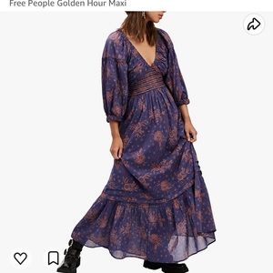 Free People Golden Hour Maxi dress in Navy combo size M. NWT.